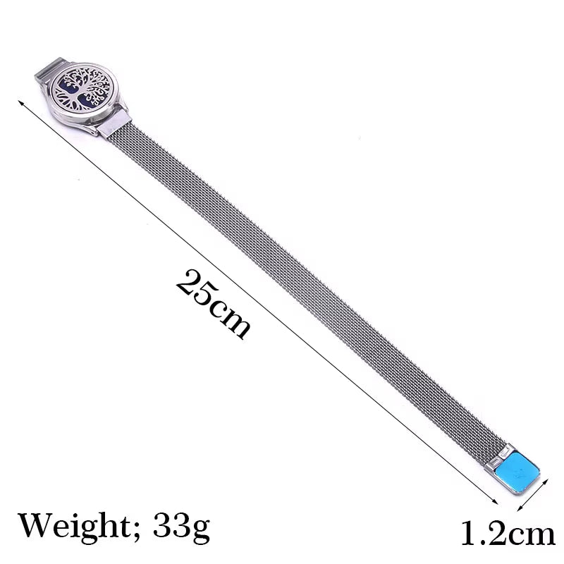 Chic Aromatherapy Bracelet for Women - Adjustable Stainless Steel Diffuser Locket with Free Essential Oil Pads