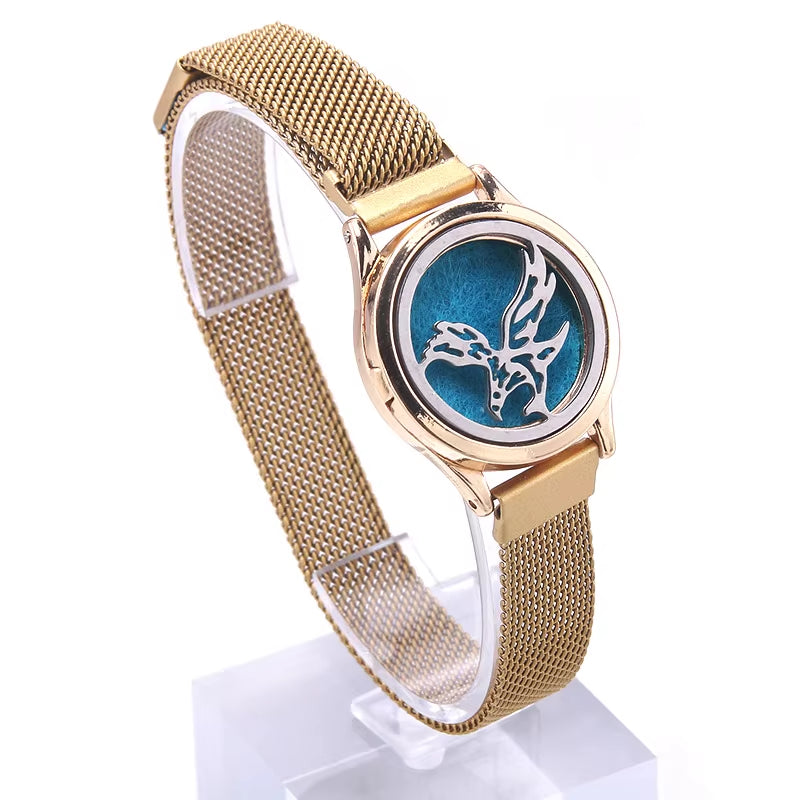 Chic Aromatherapy Bracelet for Women - Adjustable Stainless Steel Diffuser Locket with Free Essential Oil Pads