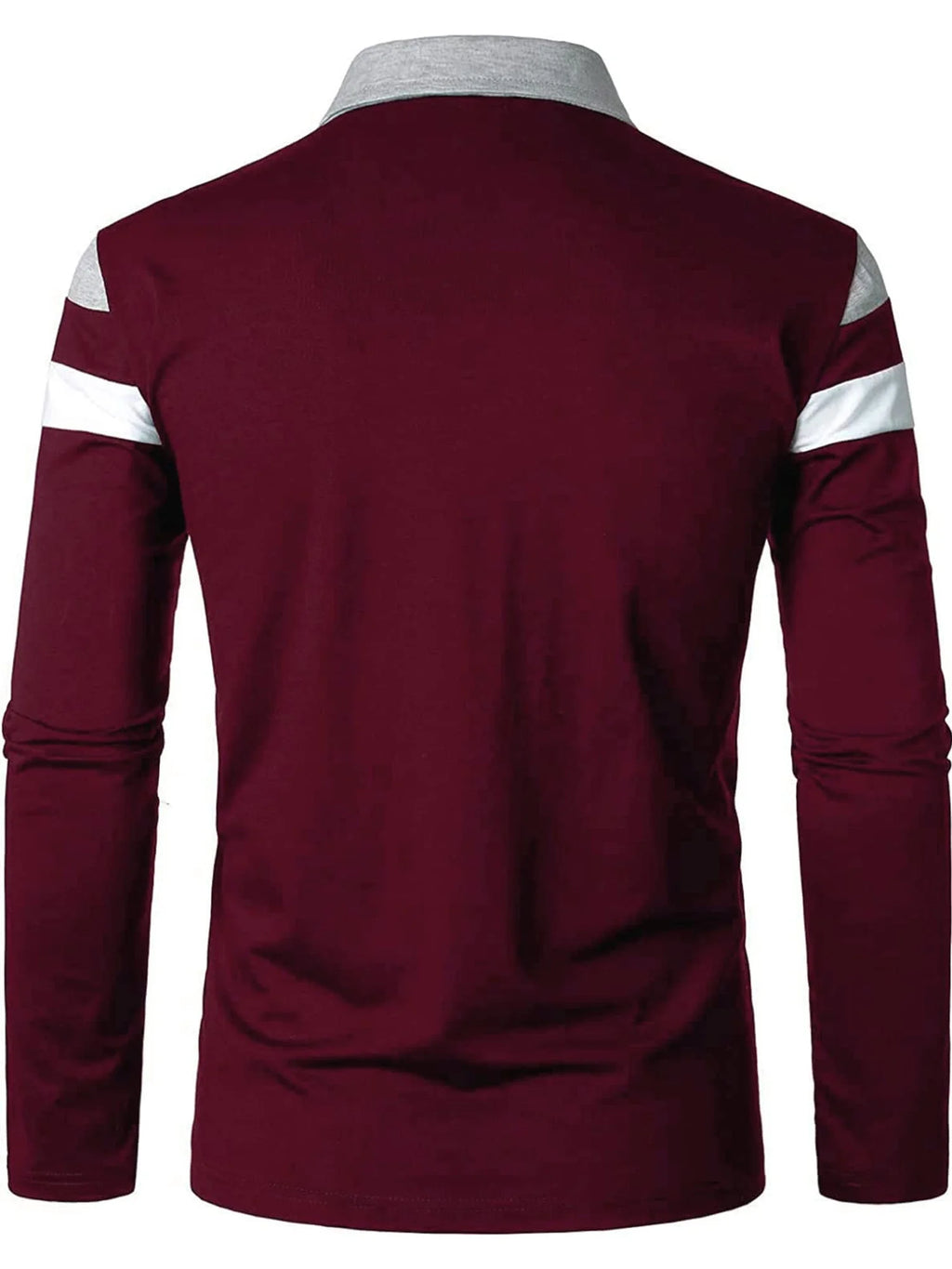 Stylish Men's Long Sleeve Polo Shirt - Slim Fit Contrast Color Cotton Tops