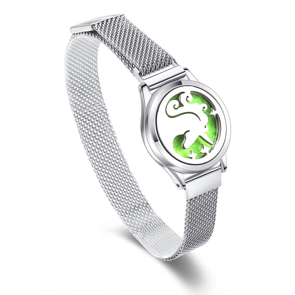 Chic Aromatherapy Bracelet for Women - Adjustable Stainless Steel Diffuser Locket with Free Essential Oil Pads