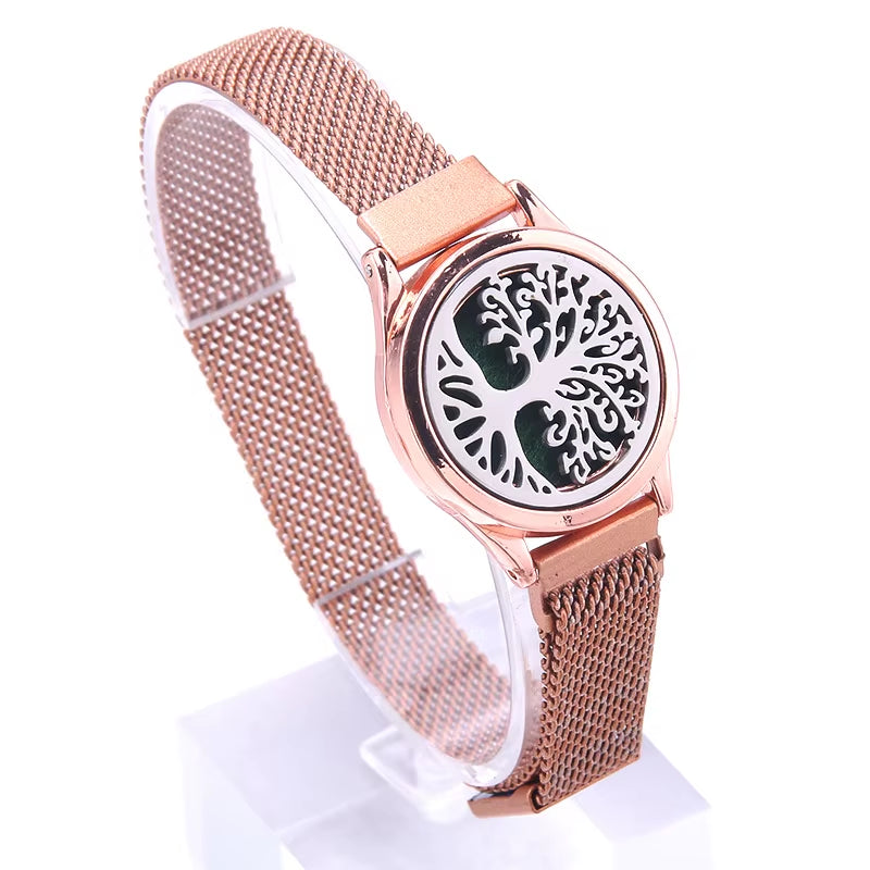 Chic Aromatherapy Bracelet for Women - Adjustable Stainless Steel Diffuser Locket with Free Essential Oil Pads